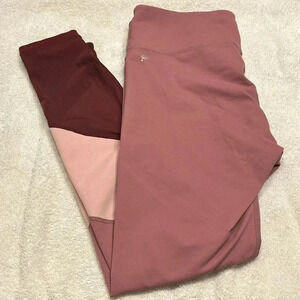 21. Fabletics Women Pink Color Block Leggings Legging Mesh Bottom Size Small